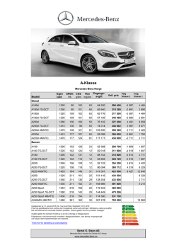 Bil- og utstyrsprisliste A-Klasse  - Mercedes-Benz
