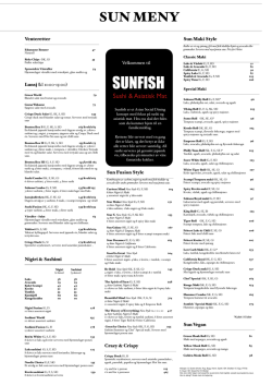 Sunfish Restaurant Meny