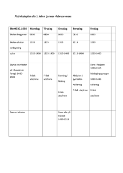 Aktivitetsplan sfo 1.trinn jan-mars 2015-16