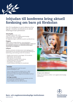 Inbjudan till konferens för VFU-handledare i förskolan - Barn