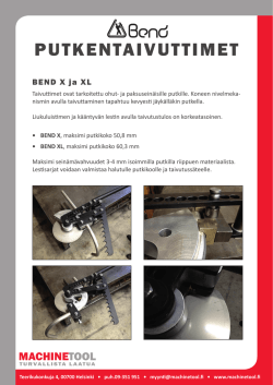 Putkentaivuttimet Bend X ja Bend XL | Oy Machine Tool Co