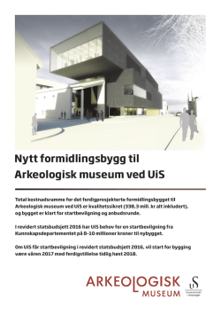 Nytt formidlingsbygg til Arkeologisk museum ved UiS