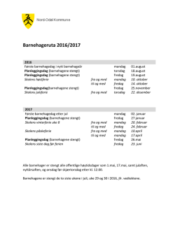 Barnehageruta 2016/2017 - Nord