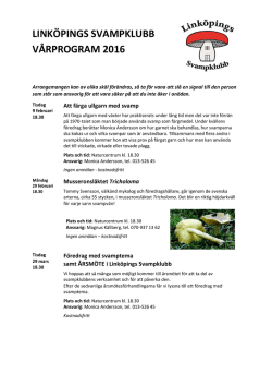 Vårprogram 2016  - Linköpings svampklubb