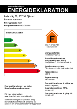 Energideklaration Leifs väg 78 Bjärred