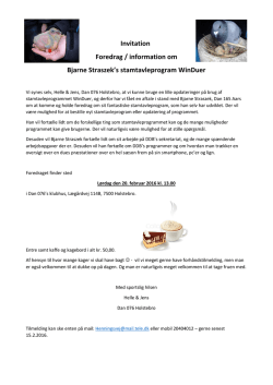 Invitation Foredrag / information om Bjarne Straszek`s