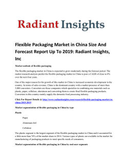 Flexible Packaging Market in China Size, Segmentation, Demand Forecast Report Up To 2019: Radiant Insights, Inc