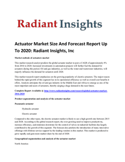 Actuator Market Growth, Competitive Scenario & Forecasts To 2020: Radiant Insights, Inc