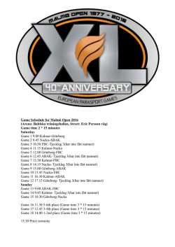 Game Schedule for Malmö Open 2016 (Arena