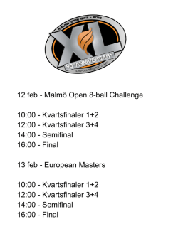 12 feb - Malmö Open 8-ball Challenge 10:00