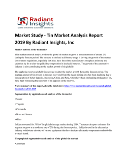 Tin Market Size Report For 2019 By Radiant Insights, Inc
