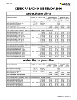 CENIK FASADNIH SISTEMOV 2016 weber.therm clima weber.therm