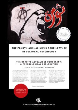 the fourth annual niels bohr lecture in cultural psychology