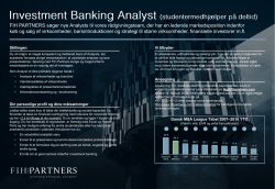 Investment Banking Analyst (studentermedhjælper på