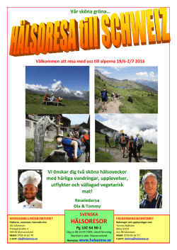 Broschyr Hälsoresa till Schweiz 19/6-2/7 2016