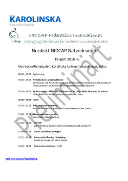 Nordiskt NIDCAP Nätverksmöte