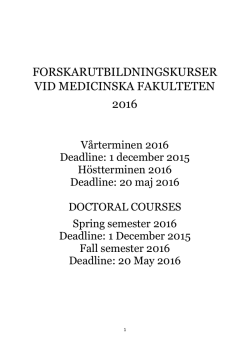 Kurskatalog/Course catalogue 2016 - Medicinsk fakultet