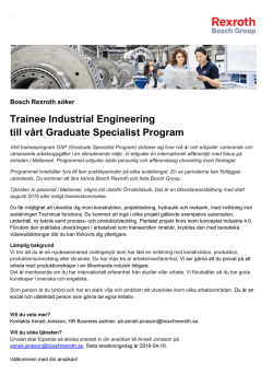 Trainee Industrial Engineering till vårt Graduate Specialist