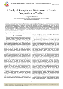 A Study of Strengths and Weaknesses of Islamic Cooperatives in Thailand