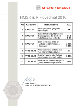 HMSK & R Hovedmål 2016