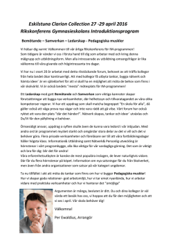Eskilstuna Clarion Collection 27 -29 april 2016 Rikskonferens