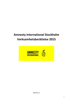 Amnesty International Stockholm Verksamhetsberättelse 2015