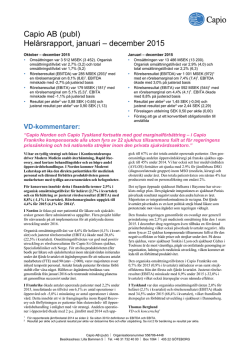 Capio AB (publ) Helårsrapport, januari – december 2015