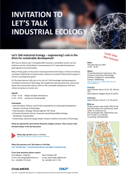 INVITATION TO LET`S TALK INDUSTRIAL ECOLOGY