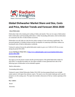 Global Dishwasher Market Size Report To 2020: Radiant Insights, Inc