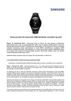 Samsung Gear S2 classicista eSIM-tekniikalla varustettu