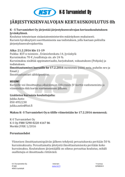 Järjestyksenvalvojan kertauskoulutus Jyväskylä 21.2.2016