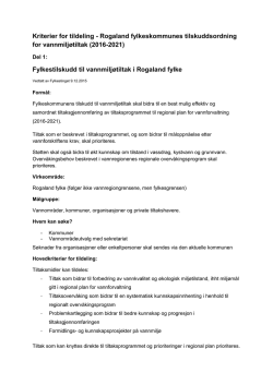 Kriterier for tildeling - Rogaland fylkeskommune