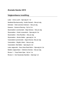 Valgkomiteens innstilling årsmøte 2016