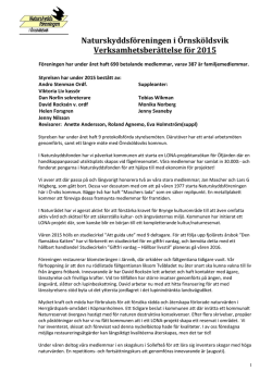 Naturskyddsföreningen i Örnsköldsvik Verksamhetsberättelse för 2015