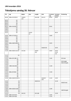 UM Innendørs 2016 Tidsskjema søndag