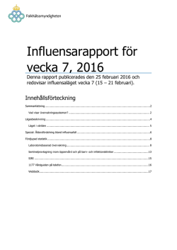 Influensarapport för vecka 7, 2016