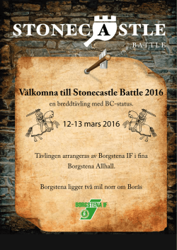 Välkomna till Stonecastle Battle 2016