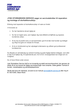Se jobbeskrivelse her - Jysk Storkøkken Service ApS