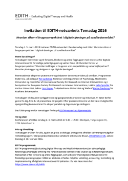 Invitation til EDITH-netværkets Temadag 2016