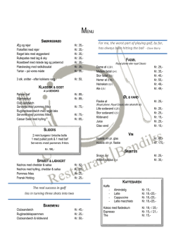 Café Menu - Restaurant Bendiks