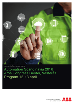 Automation Scandinavia 2016 Aros Congress Center
