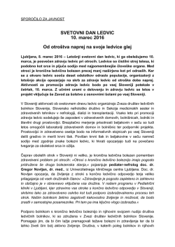 sporočilo za javnost - Zveza društev ledvičnih bolnikov Slovenije