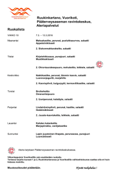 Lounaslista palvelutaloille ja kotiateria-asiakkaille