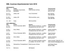 SML Uusimaa kilpailukalenteri talvi 2016
