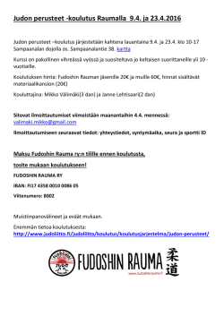 Judon perusteet -koulutus Raumalla 9.4. ja 23.4.2016