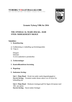 Saksliste Årsmøtet 2016 - Nyborg Volleyballklubb