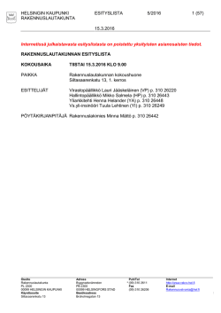 HELSINGIN KAUPUNKI ESITYSLISTA 5/2016 1 (57