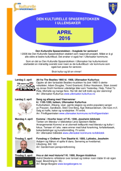 Kulturkalender for APRIL