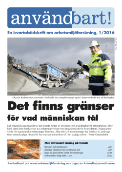 Nytt #1 2016 - arbetsmiljöforskning.se