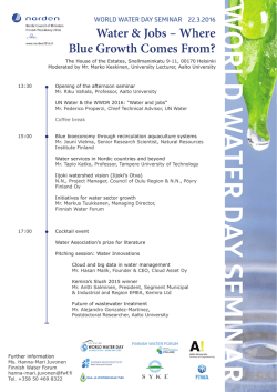 Agenda afternoon - Finnish Water Forum